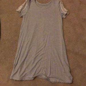 Black and white striped dress with lacy sleeves